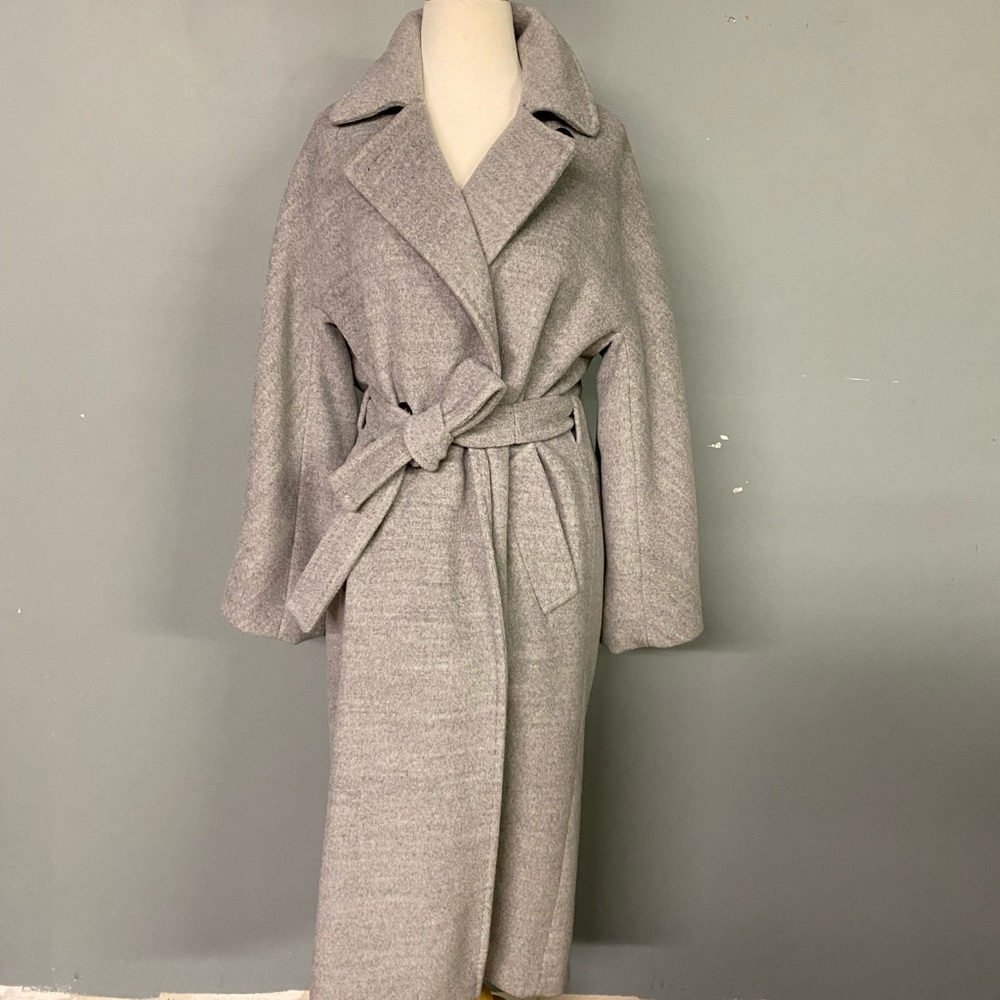 Marella Wrap Coat Gray Sz 8 Acrylic